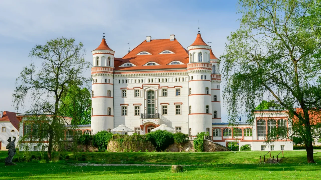 wojanow palace an impressive building in the english neogothic style