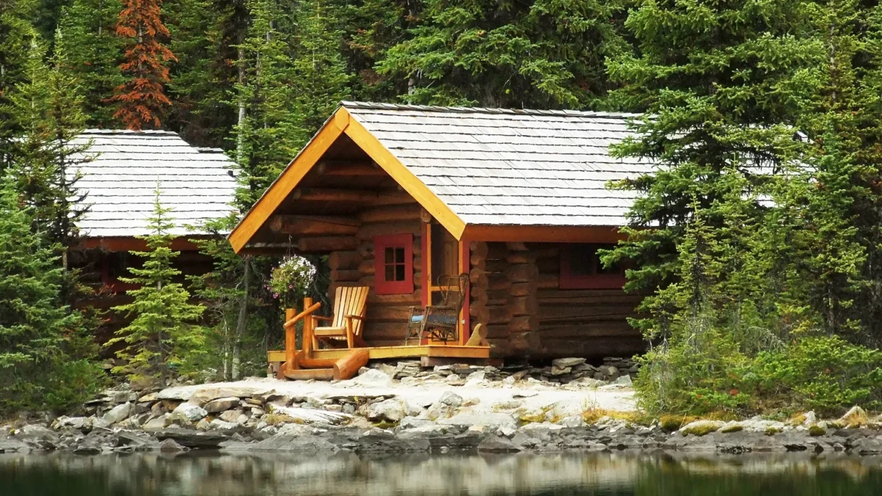 wooden cabins at lake ohara yoho national park canada