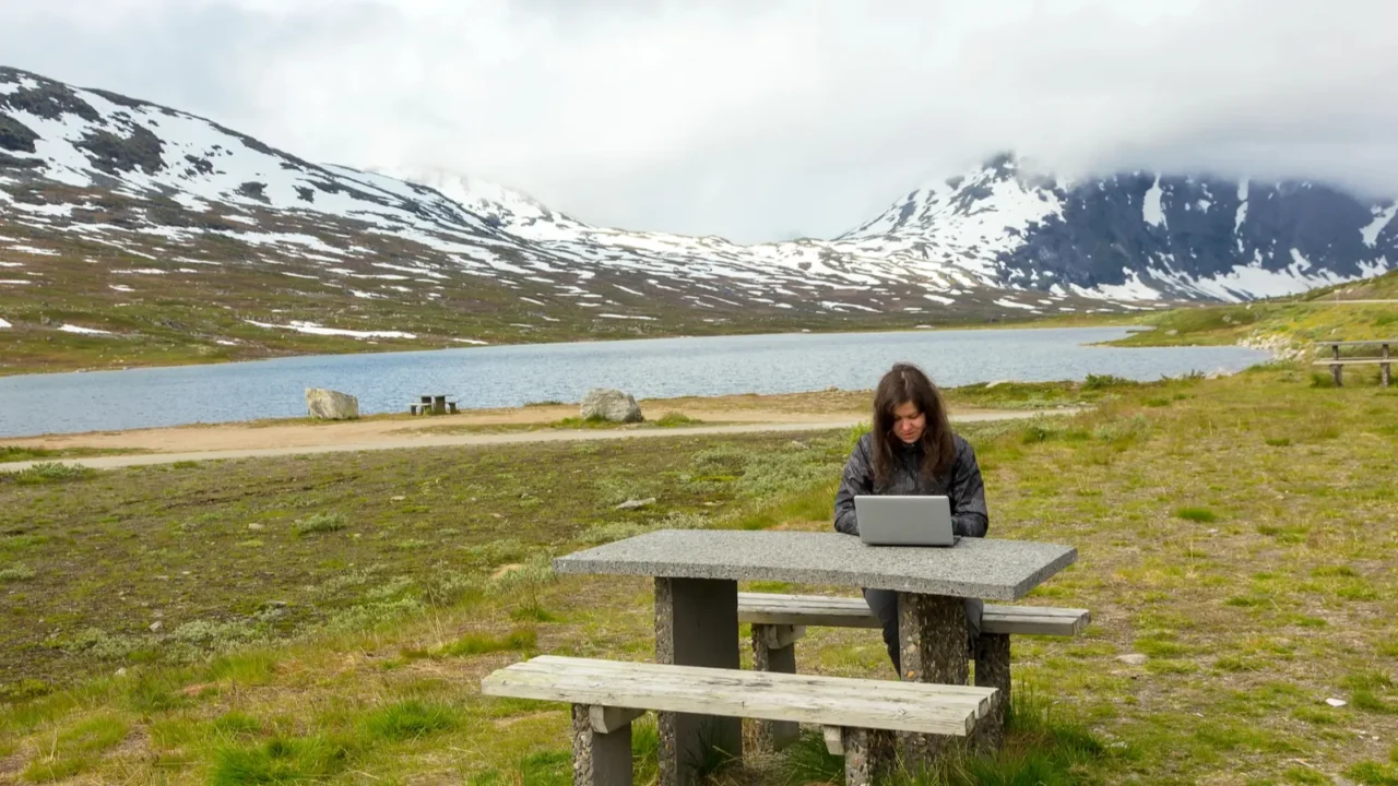 young woman with laptop