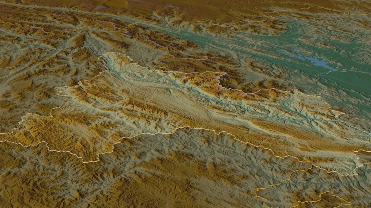 zoom in on son la province of vietnam outlined oblique