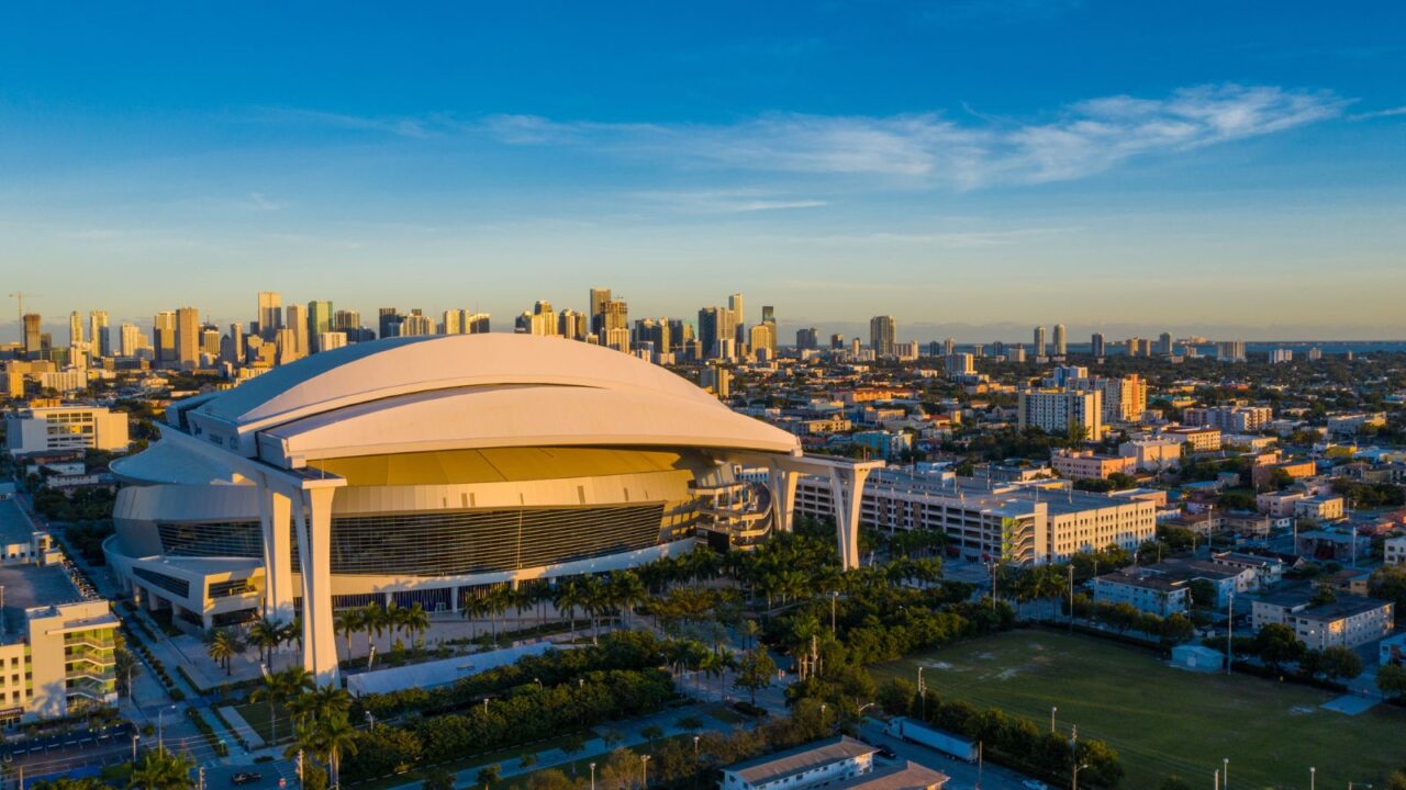 Marlins Park sports stadium Miami LoanDepot Park.