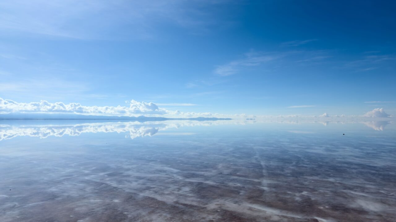 Reflection on Bolivia's Uyuni Salt Flats