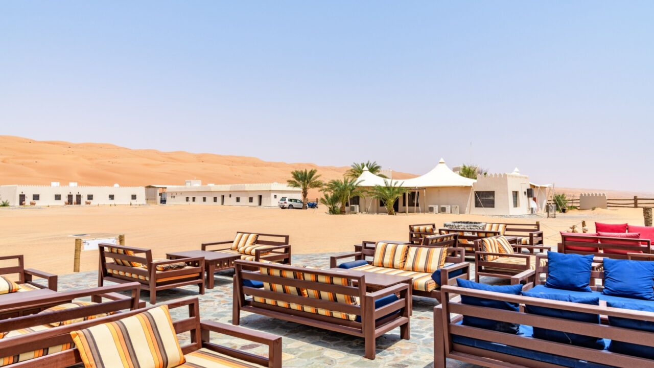 Al Wasil, Oman - August 15, 2018: Desert Nights Camp in Wahiba Sands, Oman.