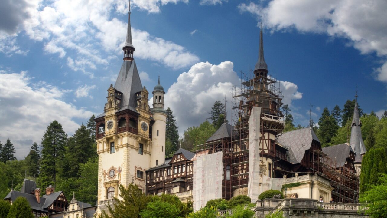 Sinaia, Romania - May 5 2025: Peles Castle. This is a Neo-Renaissance castle built between 1873 and 1914