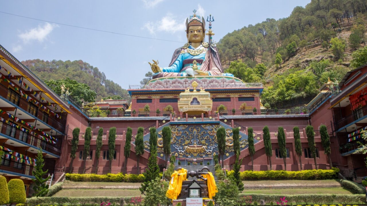 Pharping, Nepal. 15 May, 2025.138 ft tall statue of Guru Padmasambhav in the Ogyen Maha Guru Samten Osel Dechen Phodrang Ling Retreat center, Dollu Pharping, Nepal.