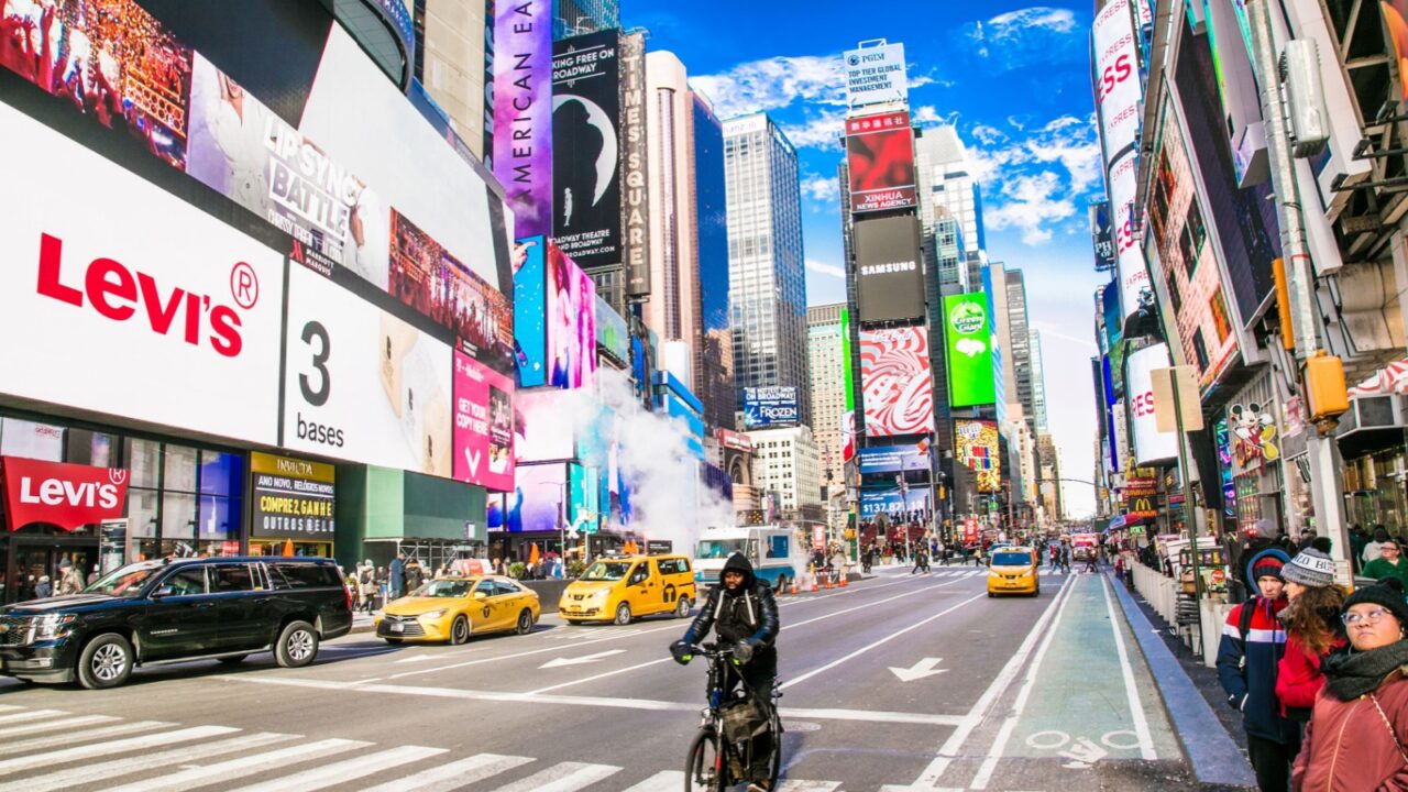 New York City, Usa-Jan 13, 2019: Times Square, featured with Broadway Theaters and LED signs, is a symbol of New York City, Manhattan. New York City. United States
