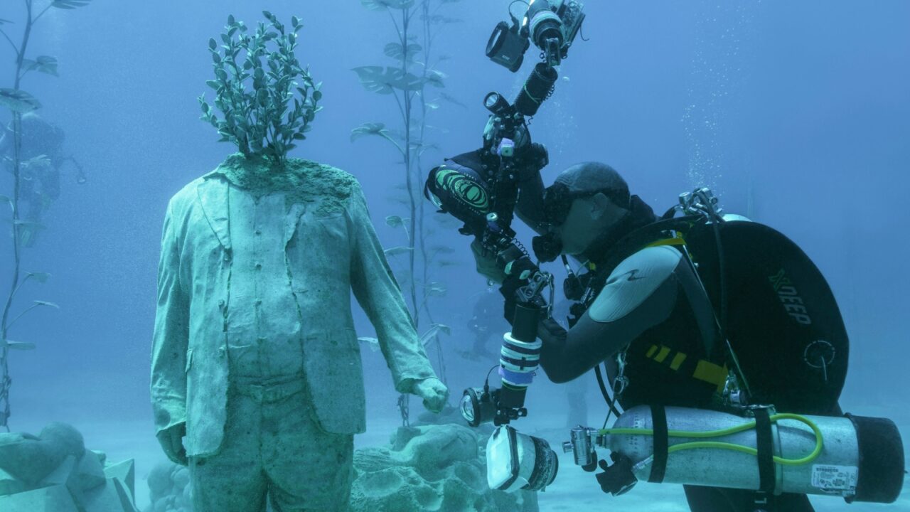 MEDITERRANEAN SEA, CYPRUS, AYIA NAPA - AUGUST, 2021: Museum of Underwater Sculpture Ayia Napa (MUSAN). Art work sculptor Jason deCaires Taylor.