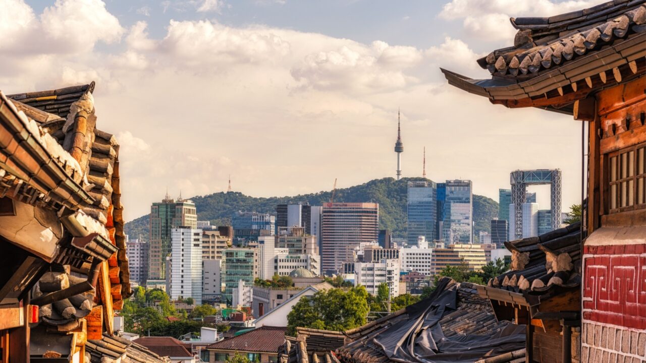 Bukchon Hanok Village of seoul city in Korea.