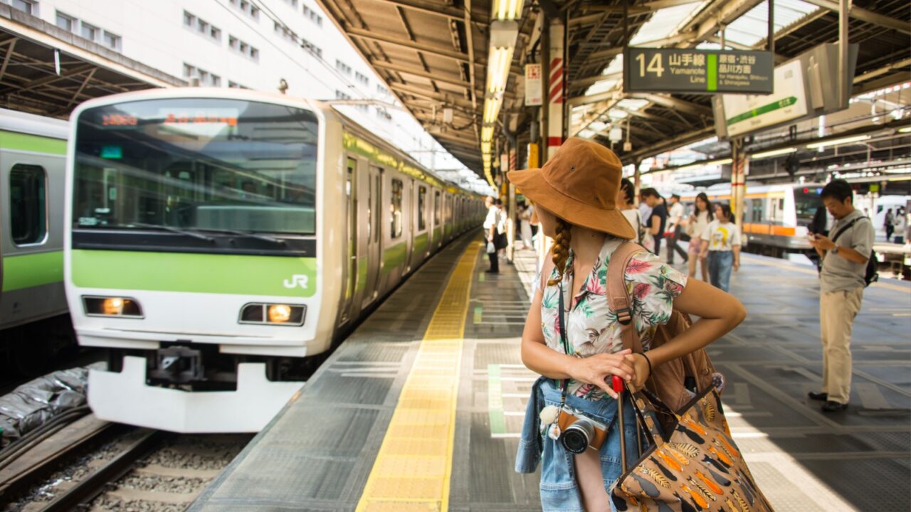 Tokyo, Japan - Aug 9, 2016 - An unidentified tourist waits for a train ' Yamanote line' to travel around Tokyo