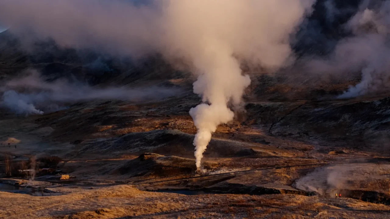 aerial view of hveragerdi south iceland showcasing geothermal steam vents