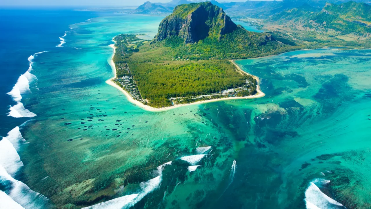 aerial view of mauritius island