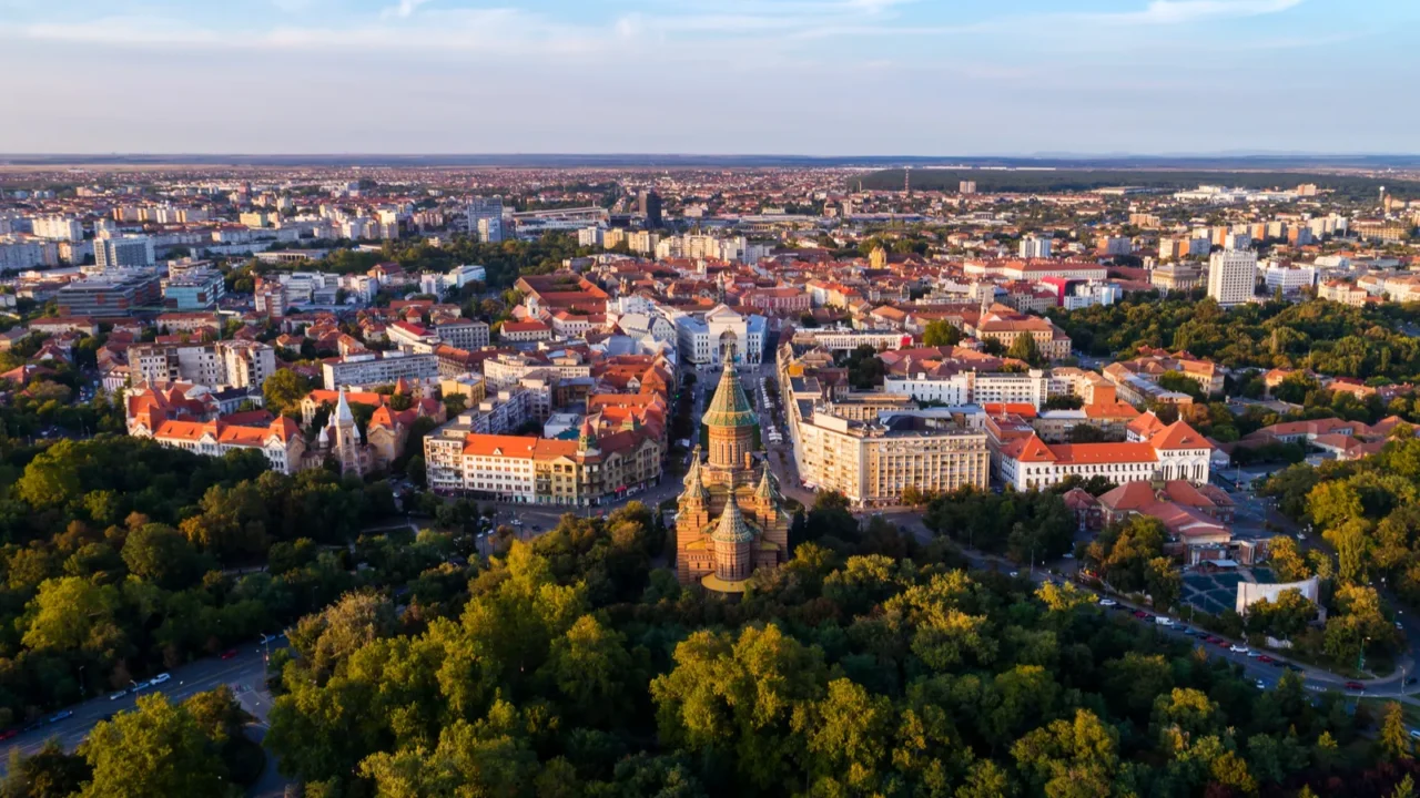 aerial view of timisoara city
