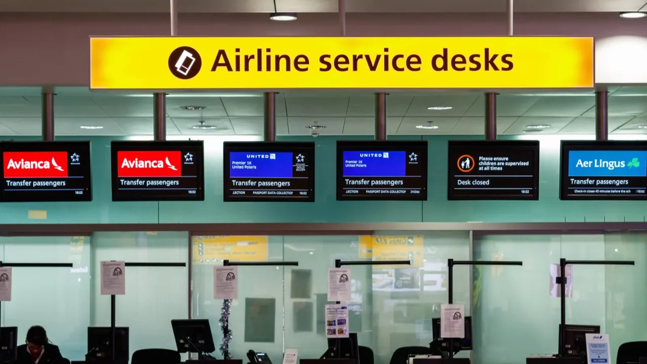 airline services desks at heathrow airport
