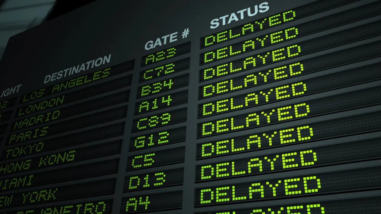 airport flight information board delayed