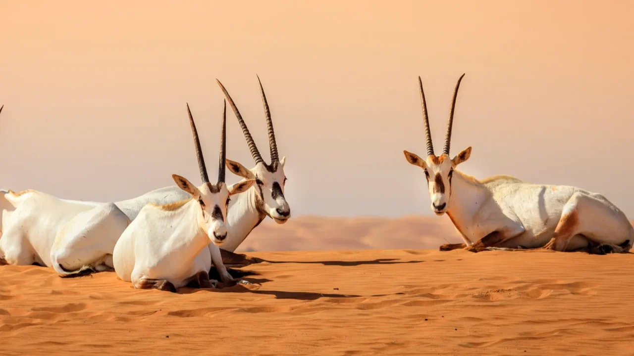 arabian antelopes in desert