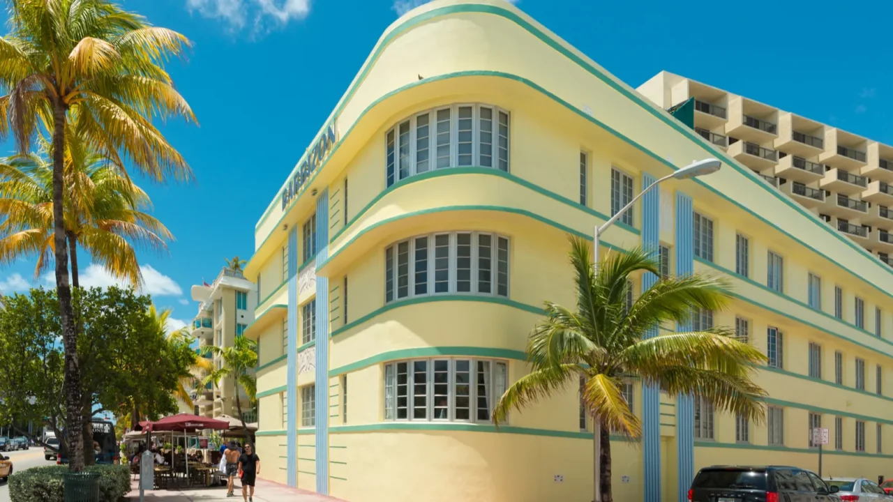 art deco architecture at ocean drive in south beach miami