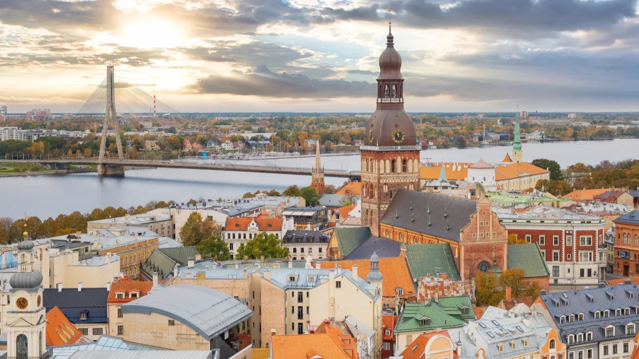 beautiful aerial riga view from above view from the st