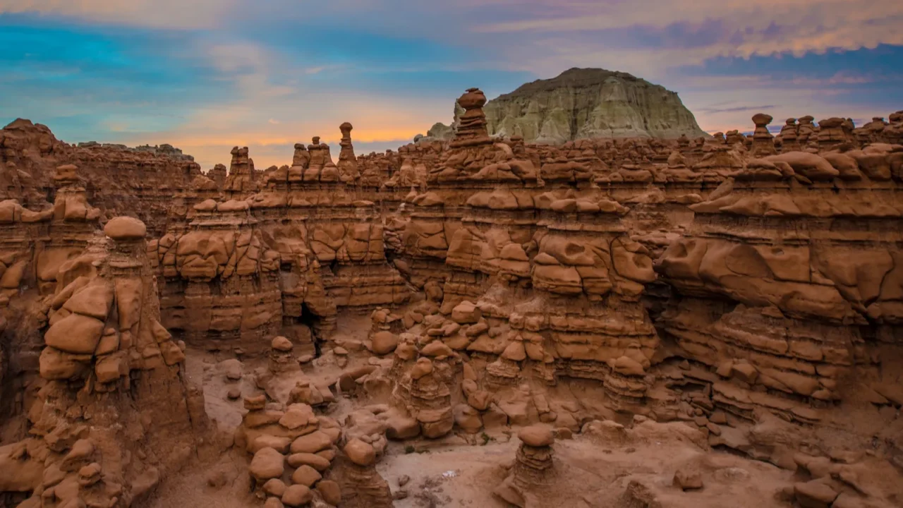 beautiful sunset sky over the goblin valley