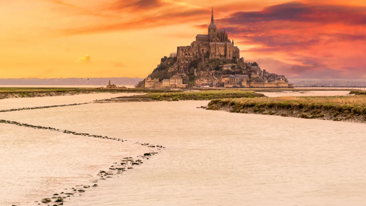beautiful view of famous historic le mont saintmichel tidal island