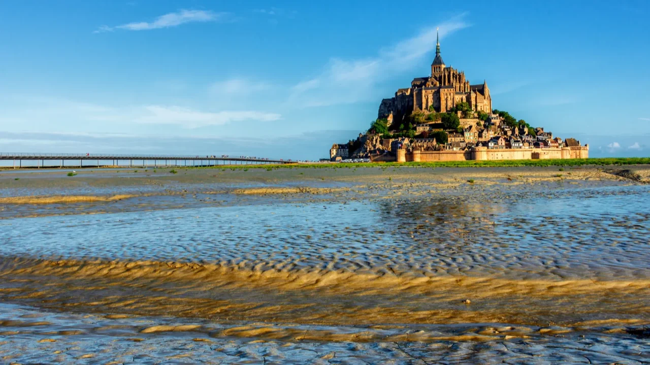 breathtaking views of montsaintmichel cathedral on the island normandy northern