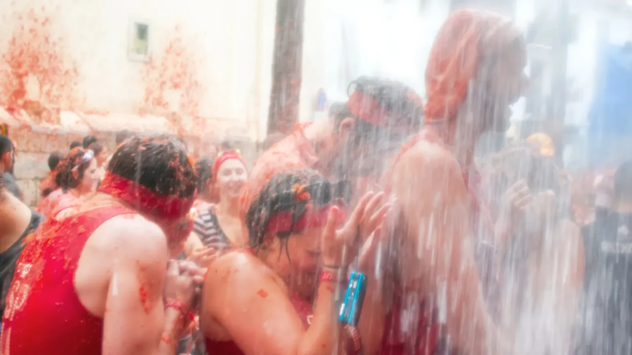 bunol spain  august 28 young people having fun on