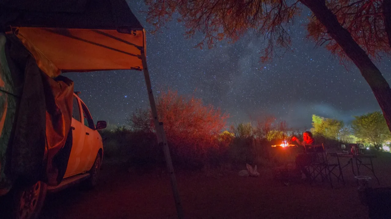 campsite at night in park