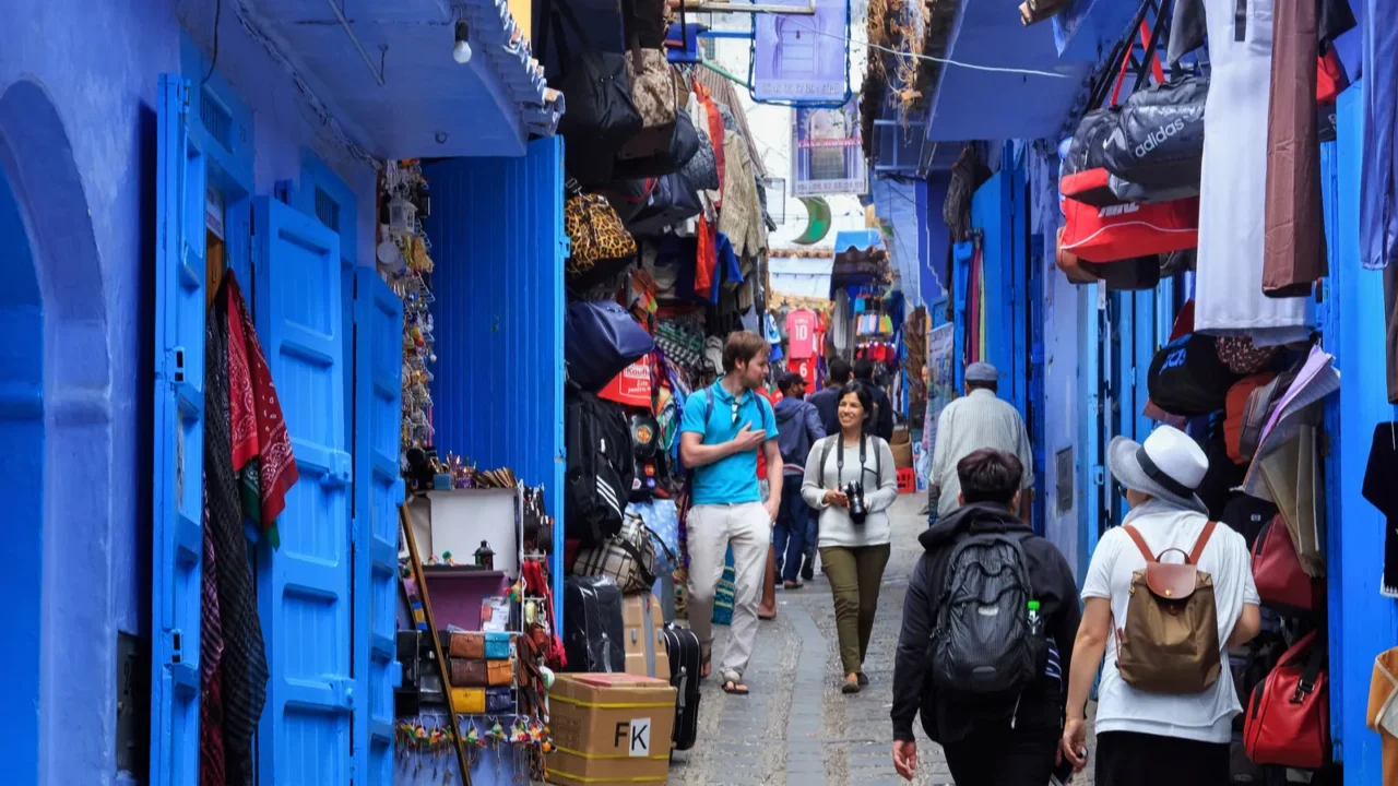 chefchaouen morocco  may 28 2017 unknown people in medina