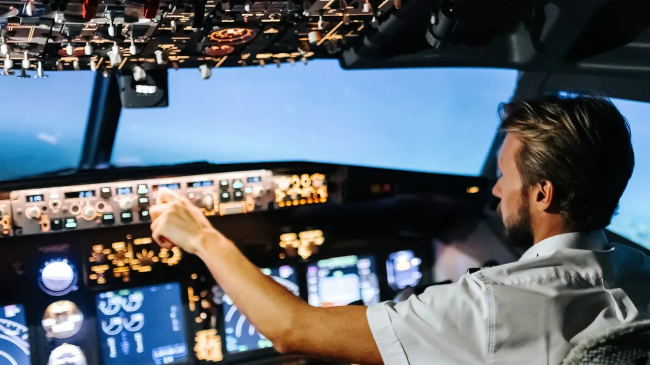closeup of engine controller disengage modern boeing cockpit his quality