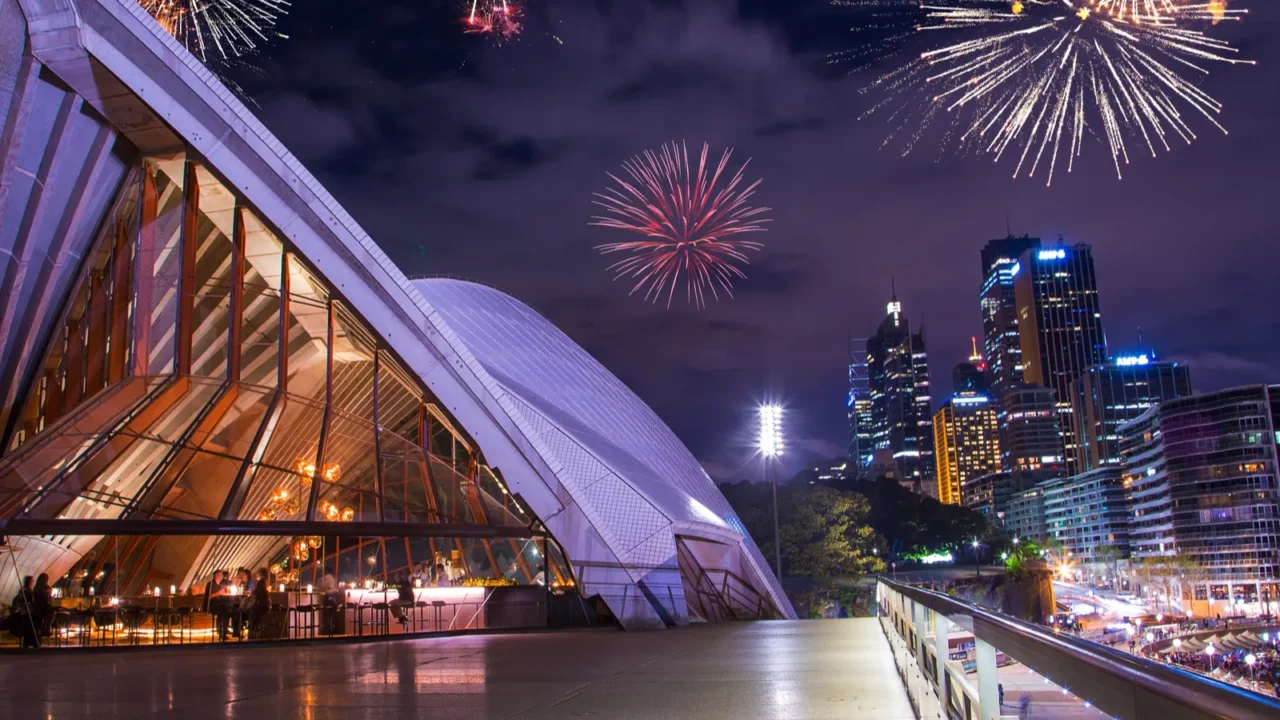december 31 2019 sydney australia beautiful fireworks show over the