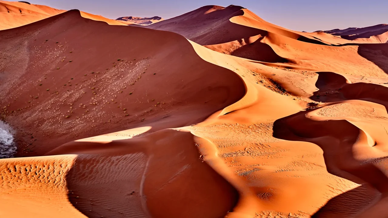 desert of namib with orange dunes