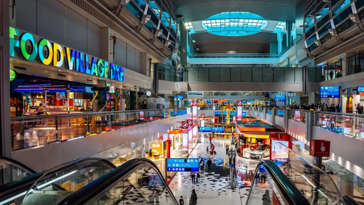 dubai uae 06112021 dxb airport interior duty free shops