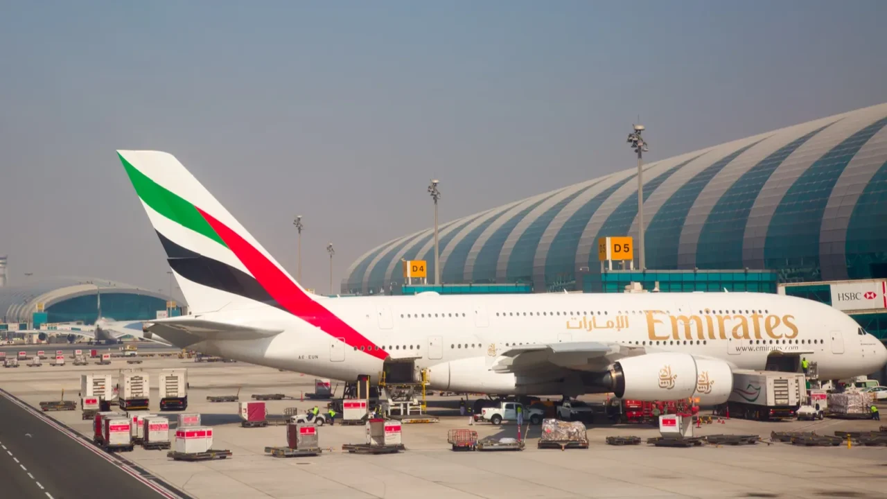Planes preparing for take off at Dubai Airport.