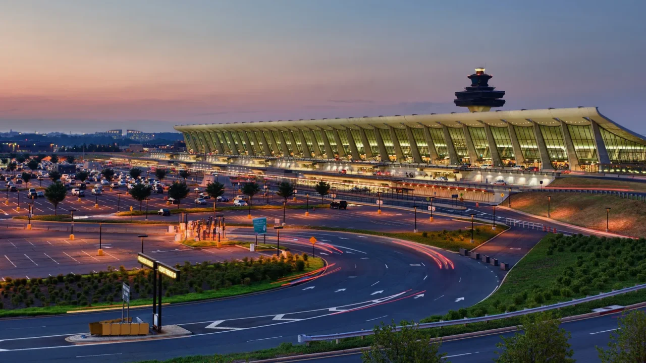 dulles airport at dawn near washington dc