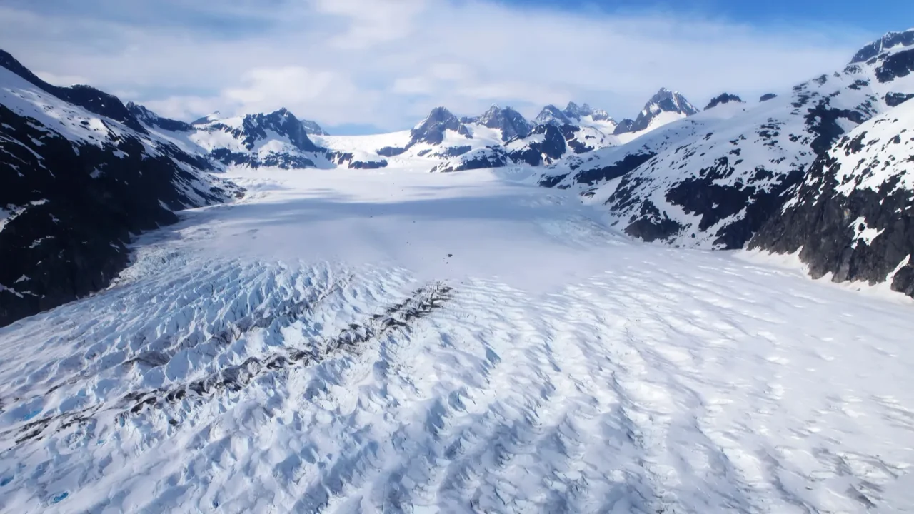 glacier seen from a bird perspective
