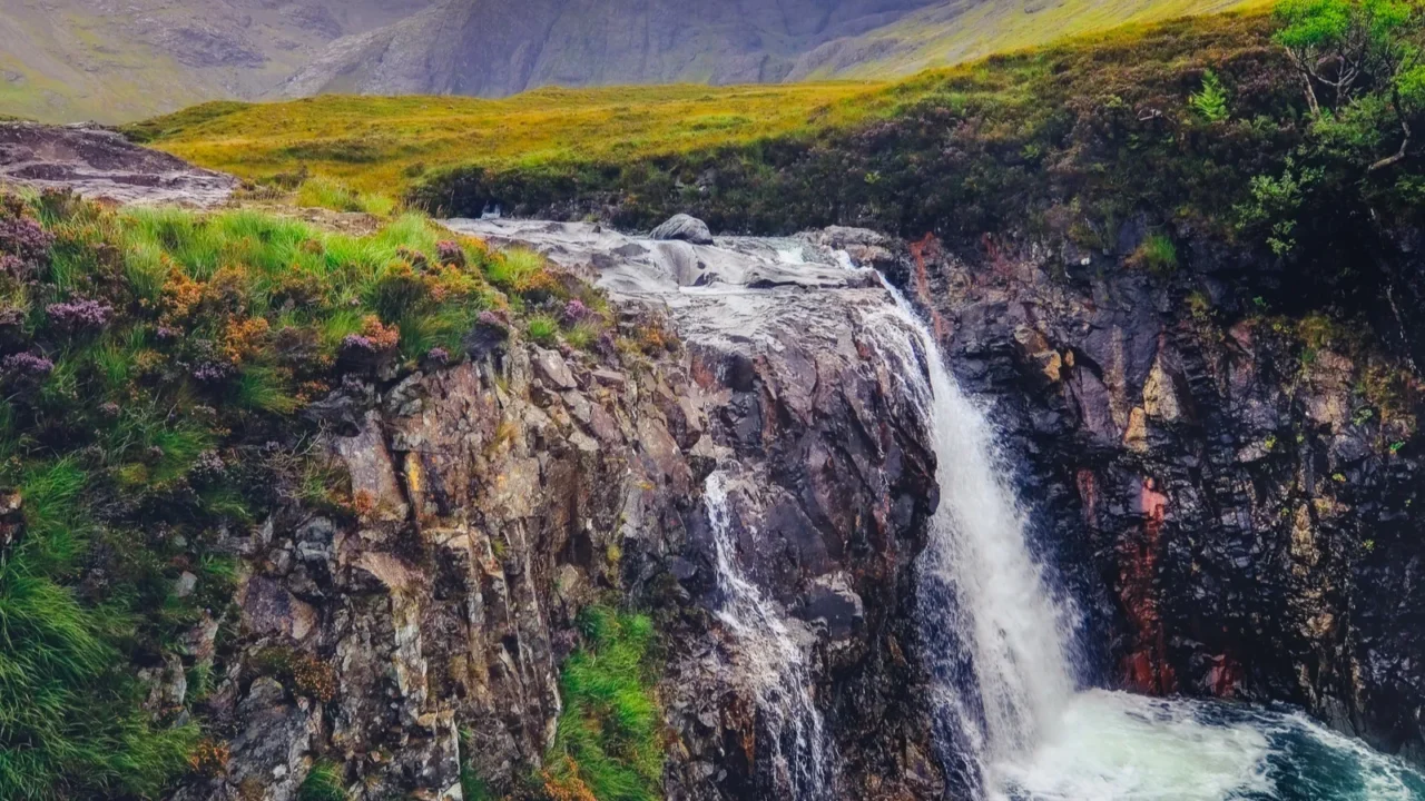 gorgeous landscape view of cuillin hills with river stream and