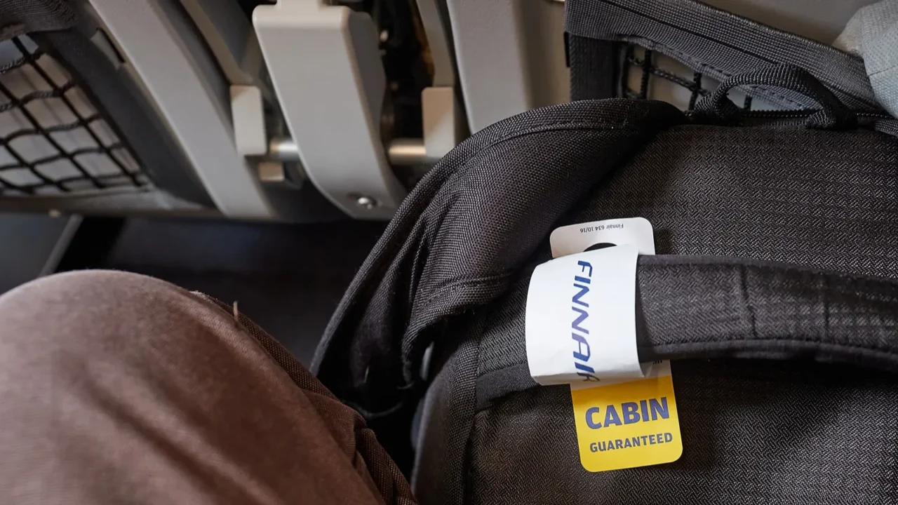 helsinki finland  circa 2022 cabin bag on a flight