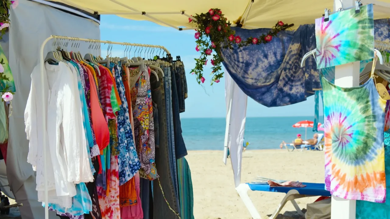 hippie ibiza market on the beach