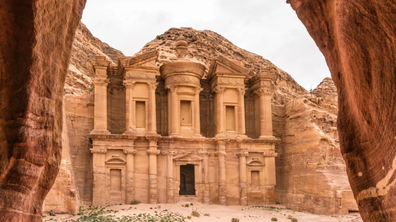 incredible cave view of ad deir at petra jordan