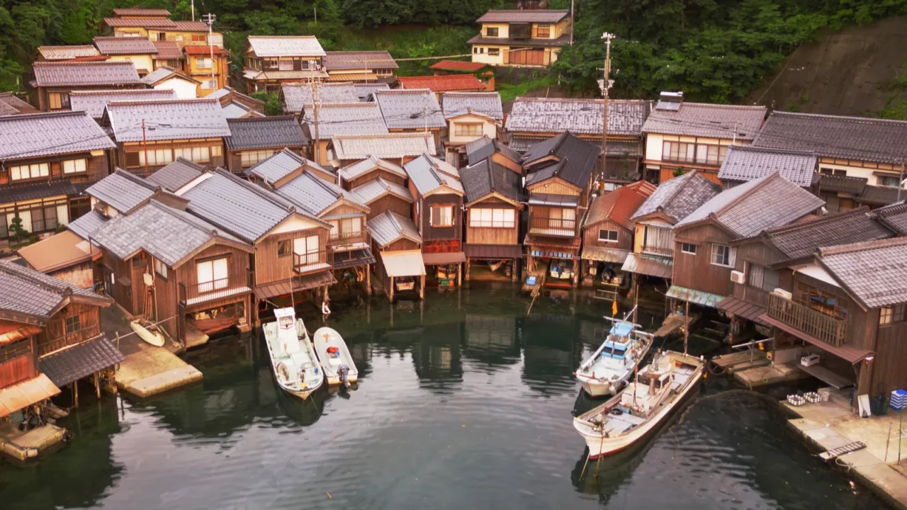 ine bay kyoto japan at the funaya boat houses