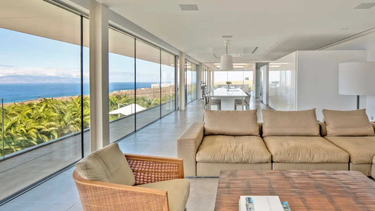 luxury hall with sea view in the villa