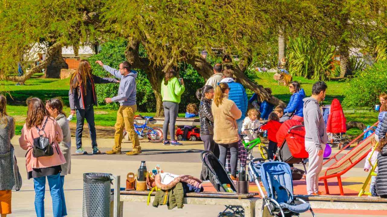 montevideo uruguay august  2020  crowded urban park day