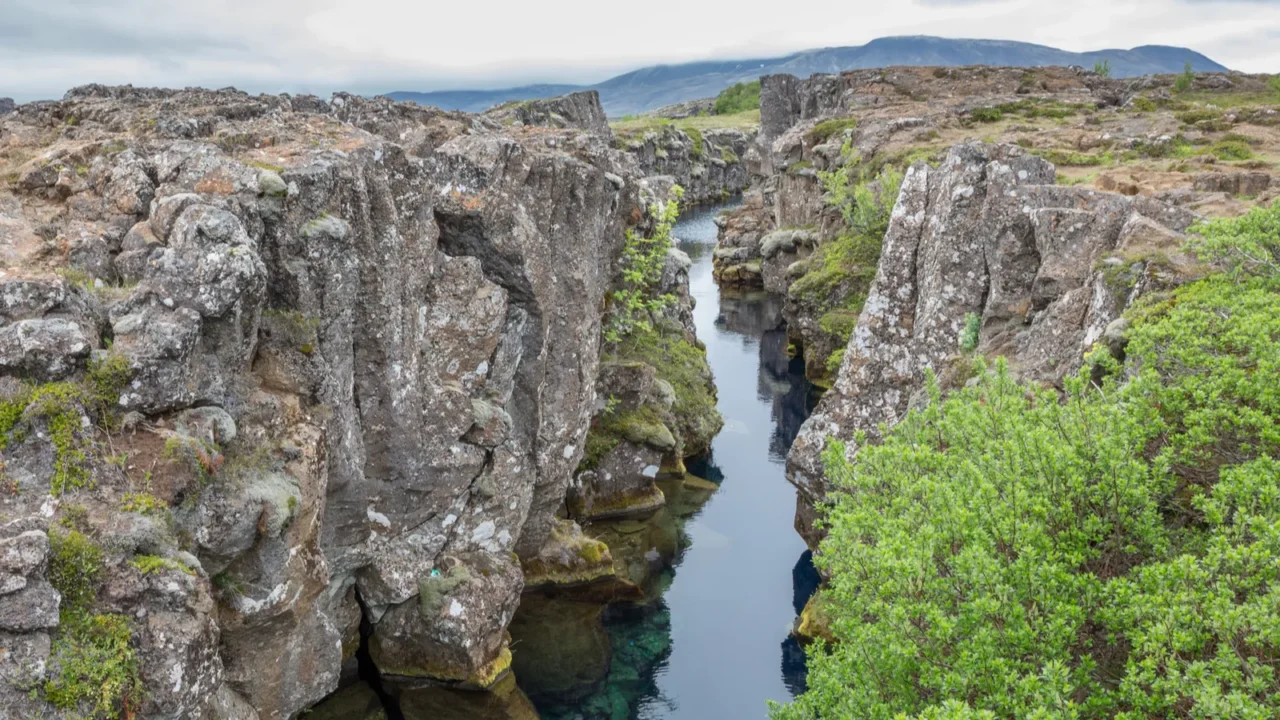 national park of thingvellir in iceland water and rocks