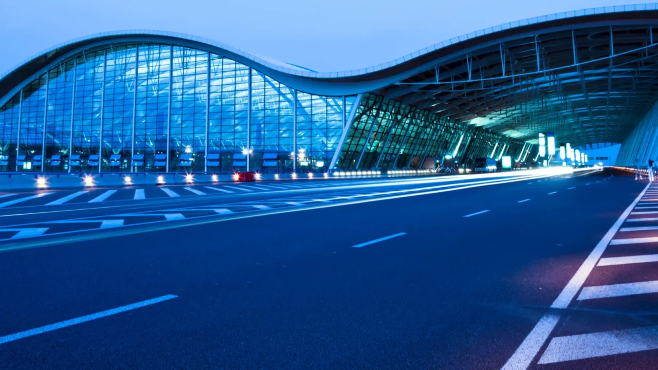 night view of the airport