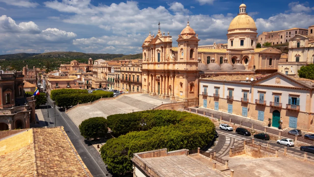noto sicily italy aerial cityscape image of historical city of