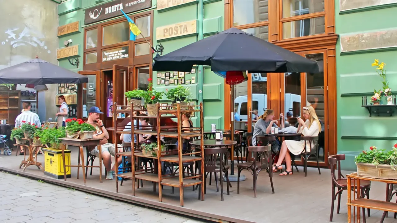open air restaurant located on drukarska street 2 lviv ukraine