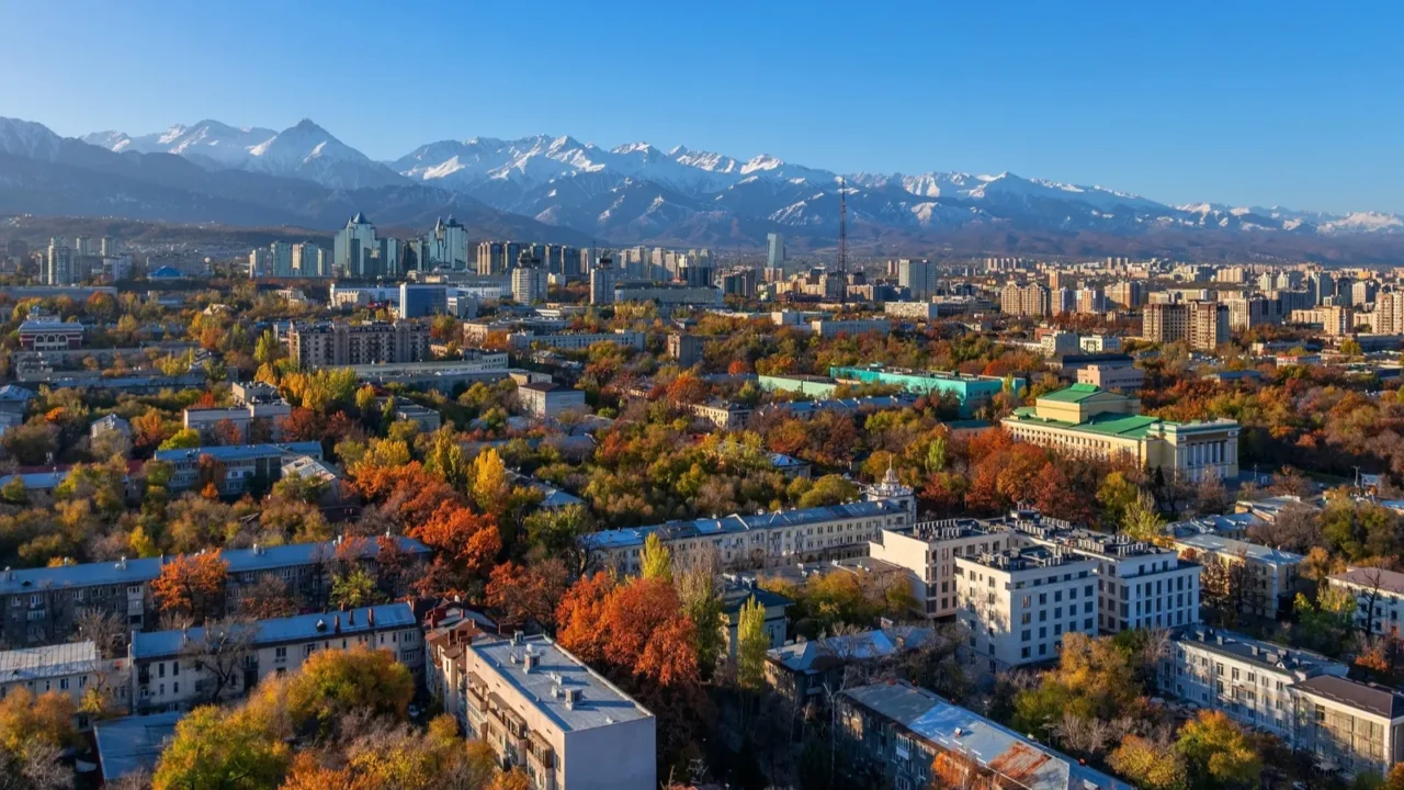 panoramic view from a quadcopter of the kazakh city of