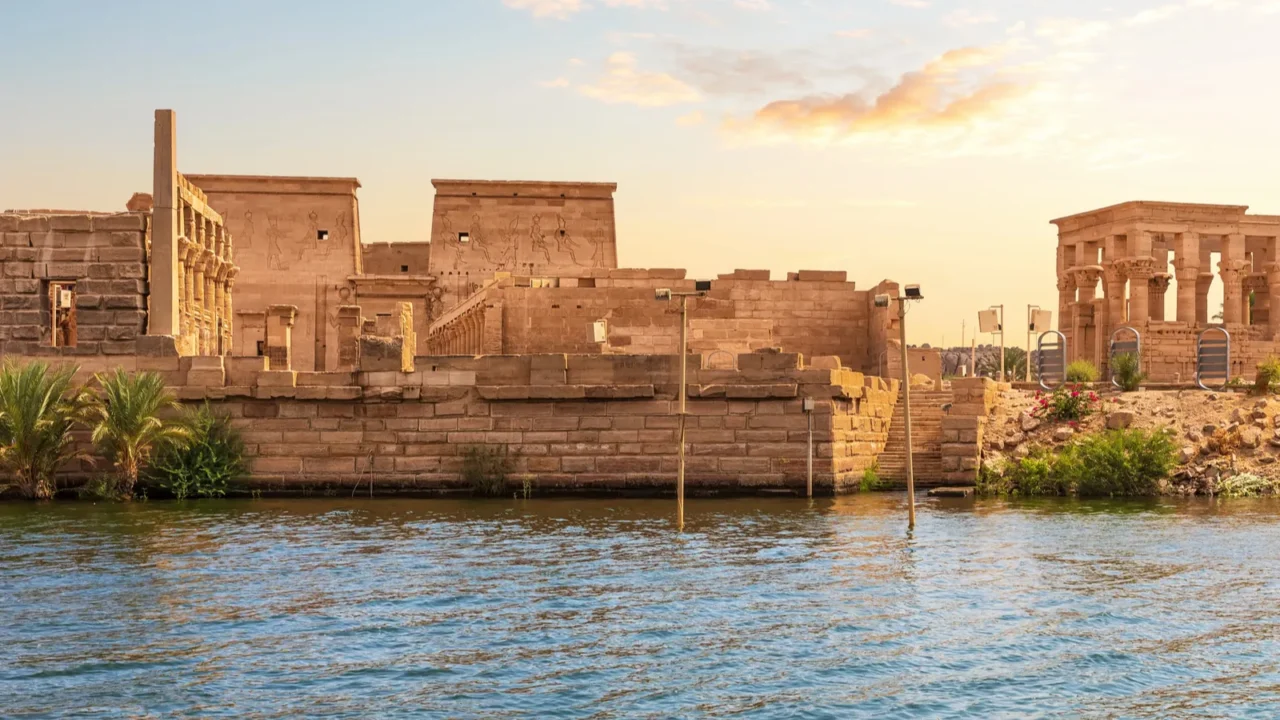 philae island and trajans kiosk in the nile aswan egypt