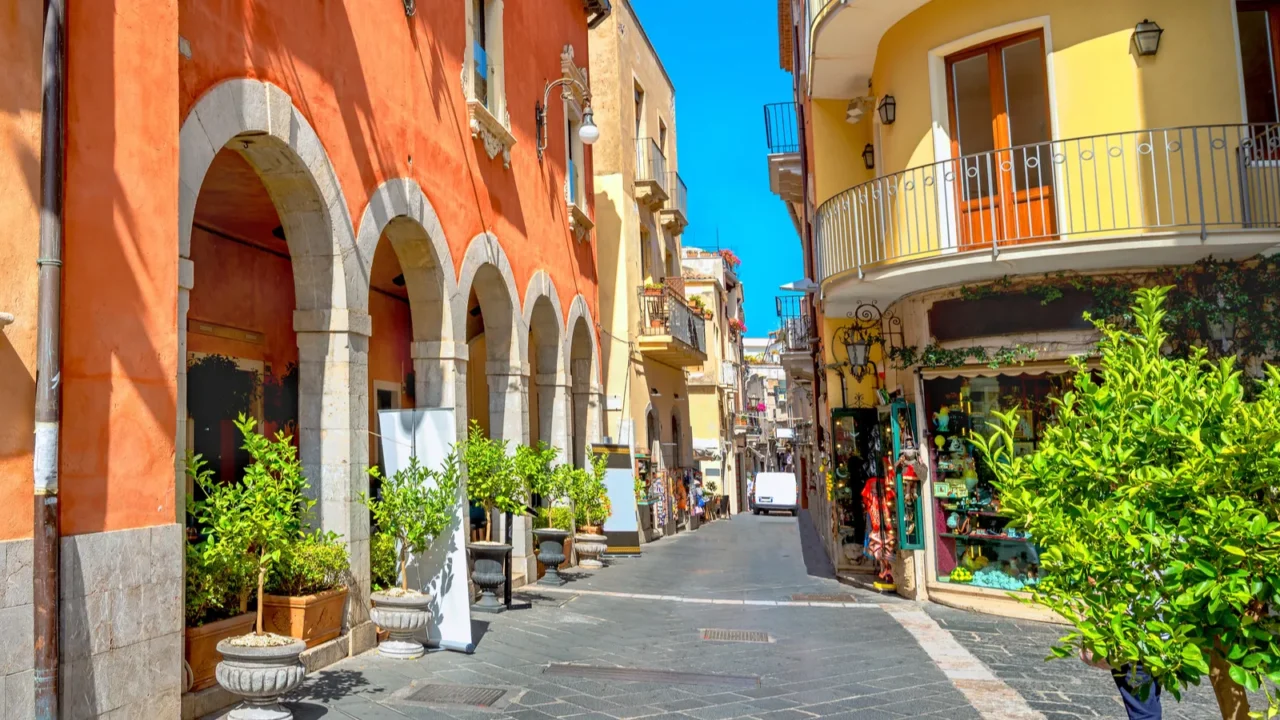 picturesque vew of main street corso umberto in historic centre