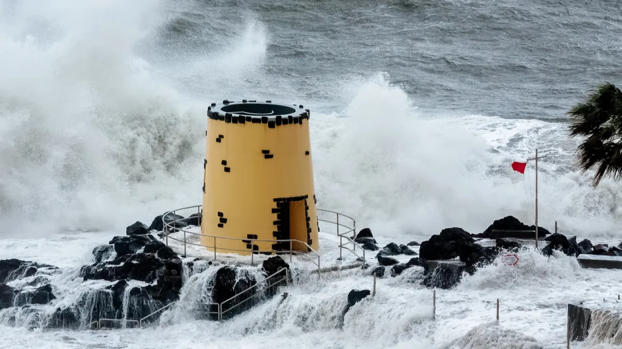 funchal madeiraportugal  april 9  tropical storm hitting the
