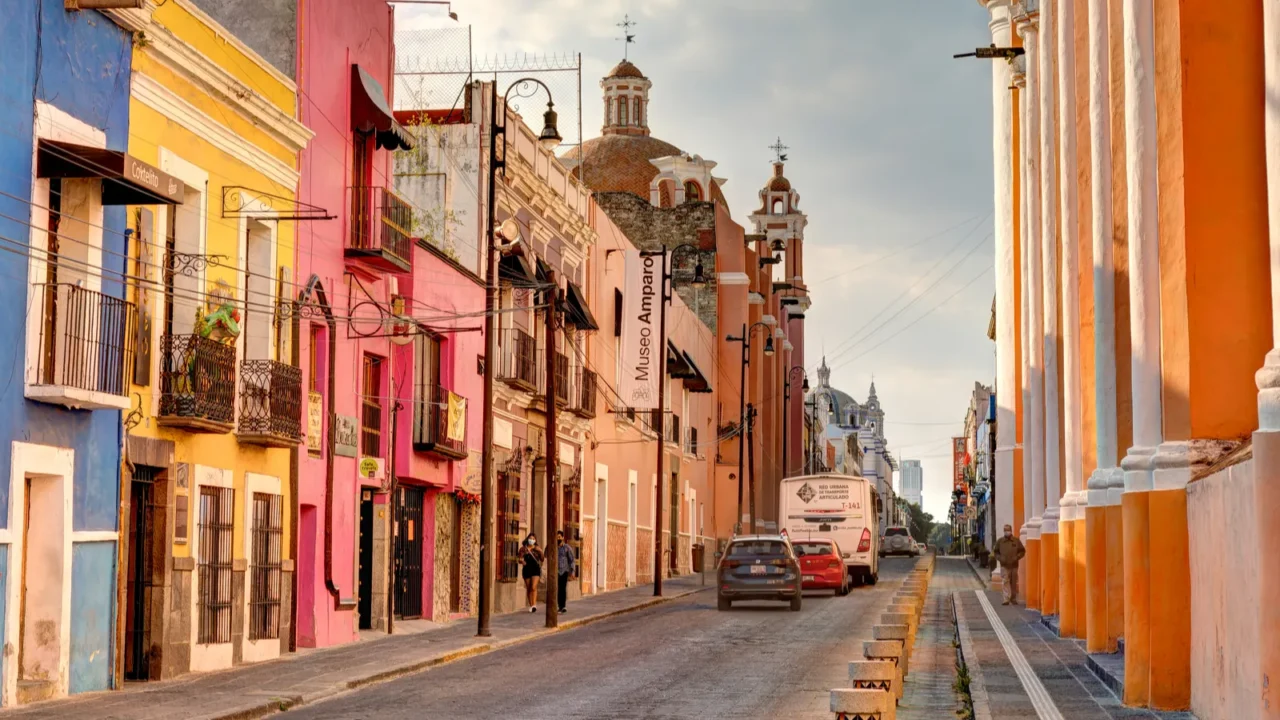 puebla mexico  january 2022  historical center in sunny